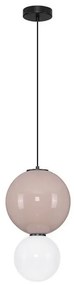 Pendul LED decorativ portelan mocha, sticla alb, NOESIS