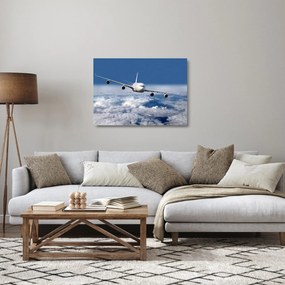 Tablou pe sticlă - Avion în nori (70x50 cm)