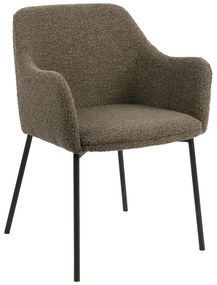 Scaun de sufragerie maro cu cotiere tapițat Melilla – House Nordic