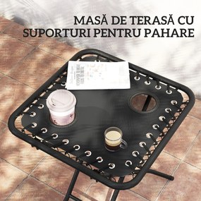 Outsunny Set de 2 Șezlonguri de Grădină cu Gravitație Zero și Măsuță cu Suport pentru Pahare, 47x47x54 cm, Gri | Aosom Romania