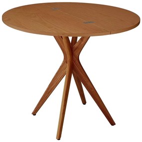 Masă de dining rotundă extensibilă cu blat cu aspect de lemn de frasin 45x90 cm Jubi – Ragaba