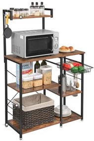 Etajeră cu polițe MARGE pentru bucătărie, maro/negru