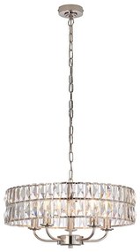 Lustră pe lanț Endon 104467 CLIFTON 5xE14/6W/230V crom lucios/transparent