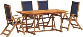 vidaXL Set mobilier de grădină, 5 piese, lemn masiv acacia/textilenă