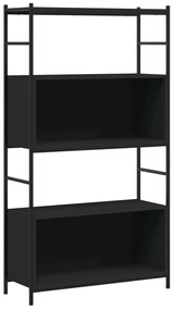 832798 vidaXL Raft de cărți, negru, 80x30x145,5 cm, lemn prelucrat și fier
