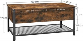 MAI13 - Masuta de cafea, 100 cm Masa living industrial - Maro