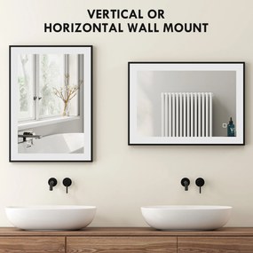 HOMCOM Oglinda LED pentru Baie cu 3 Temperaturi și Lumină cu Intensitate Reglabilă, 70x3x50 cm, Negru | Aosom Romania