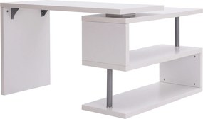 HOMCOM Birou pentru calculator masă modulară pentru sufragerie cu bibliotecă adiacentă design contemporan melaminat metal cromat alb | Aosom Romania