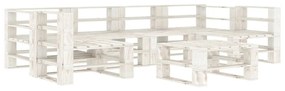 3052176 vidaXL Set mobilier de grădină din paleți, 7 piese, alb, lemn