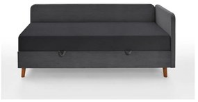 Pat gri închis tapițat cu spațiu de depozitare 90x200 cm Cabana – Meise Möbel