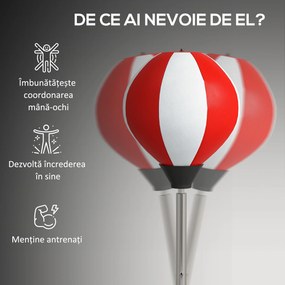 HOMCOM Sac de Box de Podea cu Înălțime Reglabilă, Mănuși de Box și Bază Umplută, 43x43x126-144 cm, Roșu | Aosom Romania