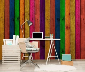 Fototapet - Scândură colorată (254x184 cm), în 8 de alte dimensiuni noi