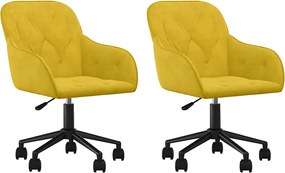vidaXL Scaune de bucătărie pivotante, 2 buc., galben, catifea
