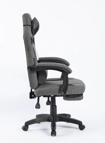 Scaun gaming, suport lombar cu masaj, rabatabil, suport picioare, material textil, Gri