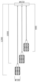 Globo 15760-3 - Lustră pe cablu de cristal WOLLI 3xE14/40W/230V