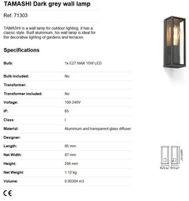 Aplica de perete pentru exterior stil clasic IP65 TAMASHI