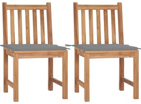 vidaXL Scaune de grădină cu perne, 2 buc., lemn masiv de tec