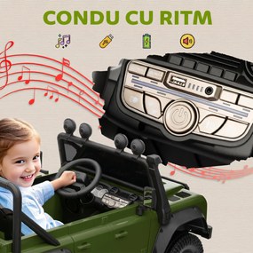 AIYAPLAY Mașină Electrică pentru Copii 3-5 Ani Land Rover 12V și Telecomandă Verde | Aosom Romania