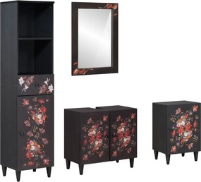 vidaXL Set dulap baie cu sertar Pe perete 4 pcs Lemn de mango solid