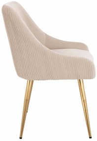 HR920 Scaun cu picioare aurii Crem din Catifea
