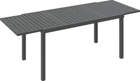 Outsunny Masă de Grădină Extensibilă 150/225x85x75 cm Masă de Luat Masa din Aluminiu cu Blat cu Șipcă pentru 6-8 Persoane Gri | Aosom Romania
