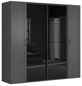 Dulap de haine Flex 138 (grafit + negru lucios) (cu oglindă). 1098237