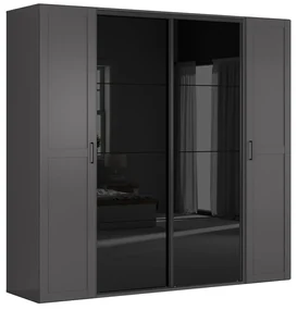 Dulap de haine Flex 138 (grafit + negru lucios) (cu oglindă). Promo -30%. 1098237