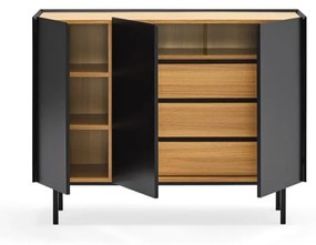 Comodă neagră/în culoare naturală joasă cu aspect de lemn de stejar 110x85 cm Arista – Teulat