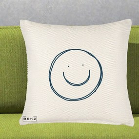 Perna Decorativa Smile Desen Minimalist, 40x40 cm, Crem Reliefat, Husa Detasabila, Perna Inclusa, BEKZ®