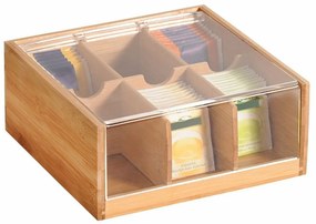 Kesper 58903 Organizator ceai bambus, 6 compartimente , 22 x 21 x 9,5 cm