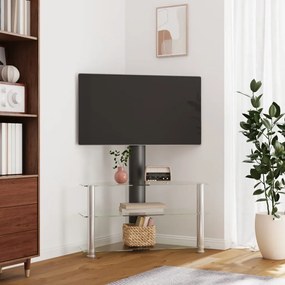 358177 vidaXL Suport TV de colț 3 niveluri pentru 32-70 inchi, negru/argintiu