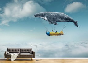 Tapet Premium Canvas - Avionul si balena abstract