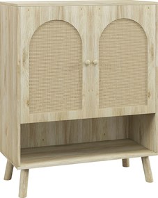 HOMCOM Dulap de depozitare Boho cu uși decorative din ratan | Aosom Romania