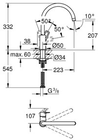 GROHE 31368001 - Baterie pentru chiuvetă BAULOOP, crom lucios