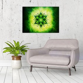 Tablou - Mandala de flori, fundal verde (70x50 cm)