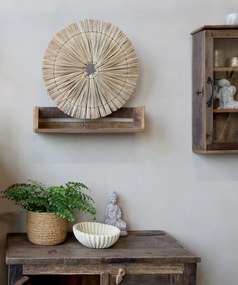 Etajeră de perete din lemn reciclat, natur, cu 1 raft și spate în două tonuri, aspect rustic, 12 x 50 x 13 cm, „Grimaud”