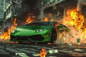 Tablou Lamborghini verde Huracan