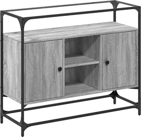 vidaXL Dulap, blat din sticlă gri sonoma 98x35x81 cm lemn prelucrat