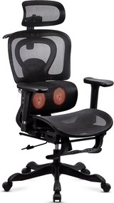 Scaun ergonomic cu masaj și încălzire, mânere 3D și spătar rabatabil SYYT 9522 negru