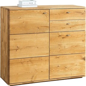 Comodă lemn masiv natur Siena Stejar, 103.5 × 116.8 × 39 cm