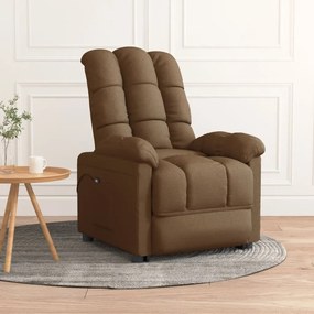 3073752 vidaXL Fotoliu rabatabil electric, maro, material textil