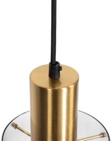 Lampă suspendată vintage din alamă cu sticlă fumurie - Vidra