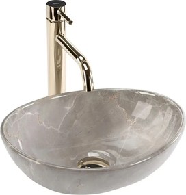 Lavoar pe blat Rea Sofia Mini oval 35 cm Kashmir gri-lucios