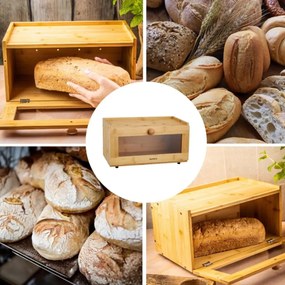 Cutie pentru pâine din bambus cu front acrilic, 35.5×24×18 cm, Klausberg KB-7923