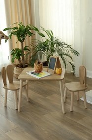 Set pentru copii cu masă și scaune, 2 buc BunnyOne Chair Set - Brown