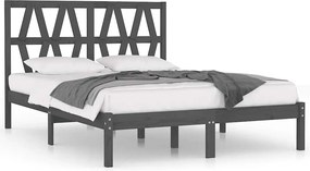 vidaXL Cadru de pat, gri, 200x200 cm, lemn masiv de pin