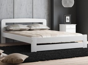 Pat din lemn Lidia 180x200 alb cu somieră