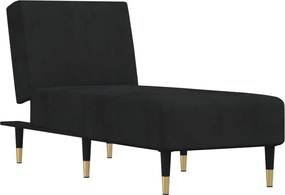 vidaXL Șezlong, negru, catifea