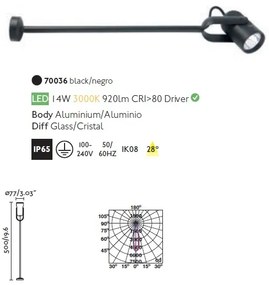 Aplica cu brat tip Proiector LED de exterior IP65 SLOT-2
