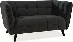 Canapea CASTELLO 2, negru - Bluvel 19, stofa catifelata/lemn, 145x85x7